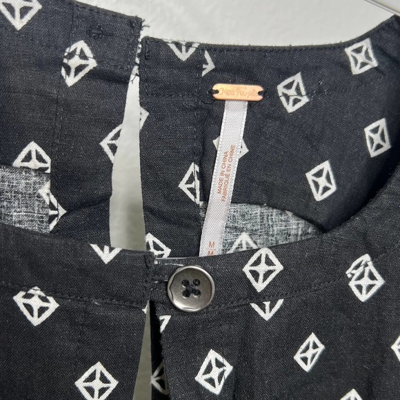 FREE PEOPLE Sleeveless Romper Navy Blue Geometric Medium - Picture 8 of 11